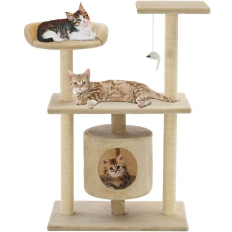 vidaXL Cat Tree with Sisal Scratching Posts 95 cm Beige