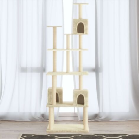 vidaXL Katzenbaum mit Sisal-Kratzern Creme 188 cm