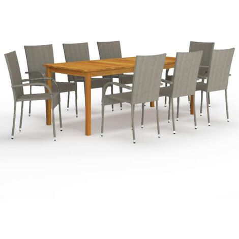 vidaXL 9-tlg. Garten-Essgruppe Grau
