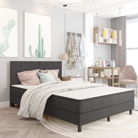 Boxspring-Bettgestell Grau Stoff 160x200 cm vidaXL