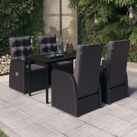 5-tlg. Garten-Essgruppe mit Kissen Schwarz vidaXL