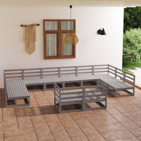 12-tlg. Garten-Lounge-Set Massivholz Kiefer vidaXL