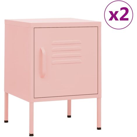 Nachttische 2 Stück Rosa 35x35x51 cm Stahl