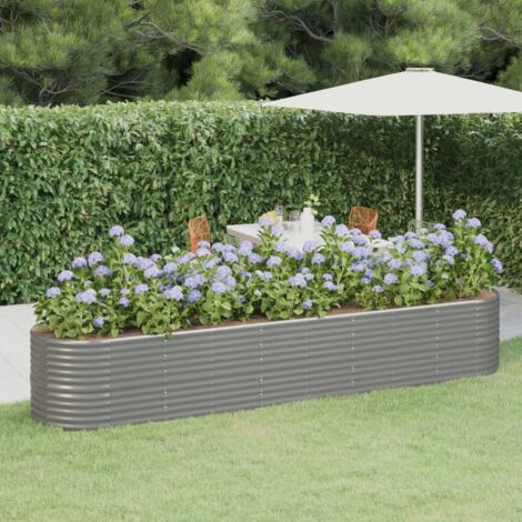 vidaXL Hochbeet Pulverbeschichteter Stahl 368x80x68 cm Grau (1/5)