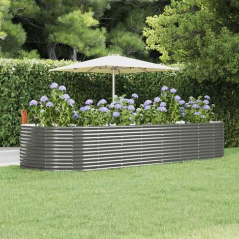 vidaXL Hochbeet Grau 367x140x68cm Pulverbeschichteter Stahl