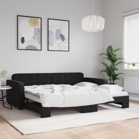 Tagesbett Ausziehbar Schwarz 90x200 cm Samt vidaXL