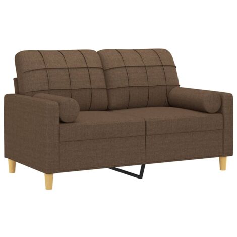 vidaXL 2-Sitzer-Sofa mit Zierkissen Braun 120 cm Stoff