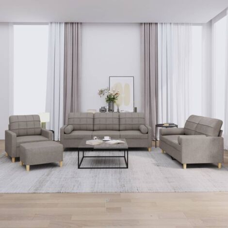 vidaXL 4-teiliges Sofagruppen-Set mit Kissen in Taupe