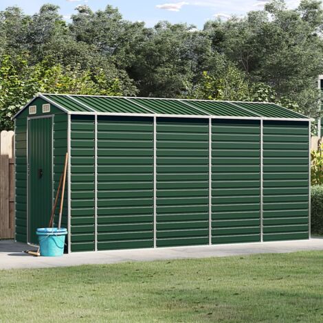 Gartenhaus grün 191x385x198 cm aus verzinktem Stahl