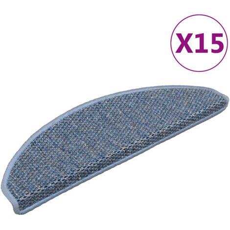 Treppenmatten Selbstklebend Sisal-Optik 15 Stk. 65x21x4 cm Blau vidaXL