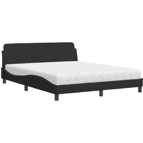 Bett mit Matratze Schwarz 160x200 cm Samt vidaXL148656 (1/5)