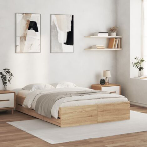 vidaXL Bettgestell mit Schubladen Sonoma Eiche 120x200 cm Holzwerkstoff