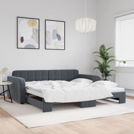 Tagesbett Ausziehbar Dunkelgrau 100x200 cm Samt vidaXL