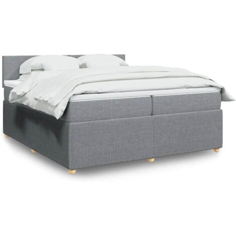 Boxspringbett mit Matratze Hellgrau 200x200 cm Stoff vidaXL (1/5)
