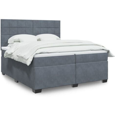 Boxspringbett mit Matratze Dunkelgrau 200x200 cm Samt vidaXL