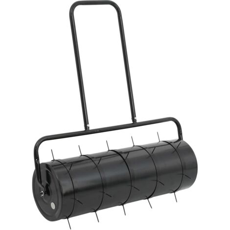 vidaXL Garden Lawn Roller Pull with Aerator Clamps Black 63 L Iron and Steel