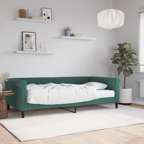 Tagesbett mit Matratze Dunkelgrün 100x200 cm Samt vidaXL