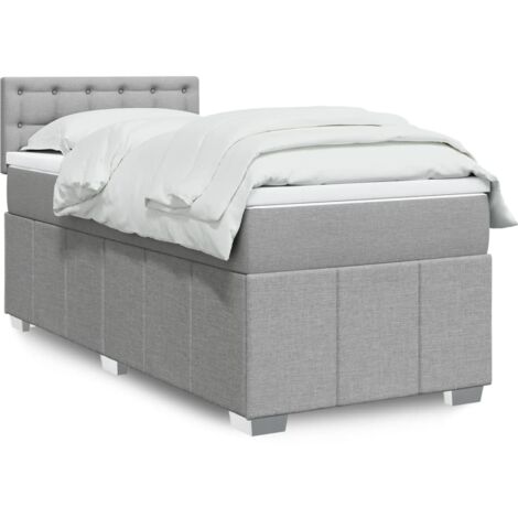 Boxspringbett mit Matratze Hellgrau 90x190 cm Stoff vidaXL