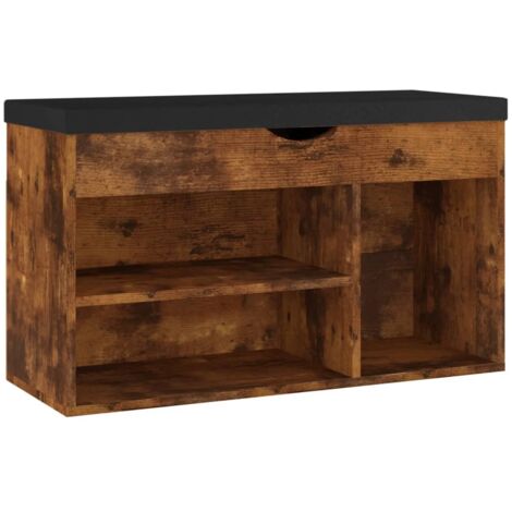 vidaXL Schuhbank mit Kissen Räuchereiche 80x30x47 cm Holzwerkstoff (1/5)
