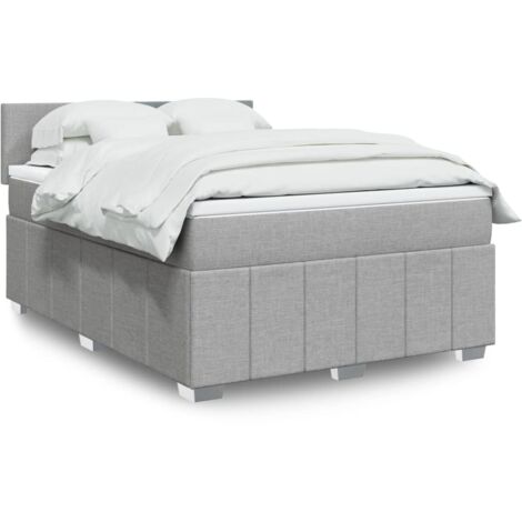 vidaXL Lattenrost-Bett mit Matratze Hellgrau 160x200cm Stoff