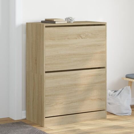 Schuhschrank mit 2 klappbaren Schubladen Eiche Sonoma
