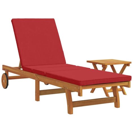 Rollen-Sonnenliege mit Tisch und Kissen aus solidem Akazienholz vidaXL151662