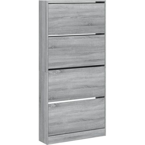 Schuhschrank mit 4 Klappen Grau Sonoma 80x21x163,5 cm vidaXL