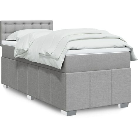 Boxspringbett mit Matratze Hellgrau 90x200 cm Stoff vidaXL547054