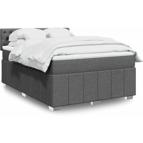 Boxspringbett mit Matratze Dunkelgrau 140x200 cm Stoff vidaXL