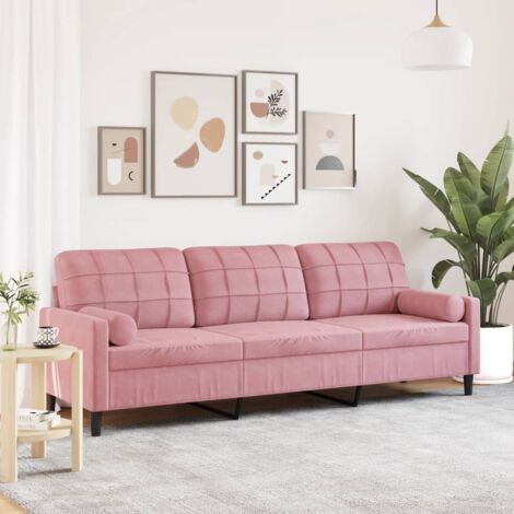 Sofa 3-Sitzer mit Zierkissen Rosa 210 cm Samt vidaXL