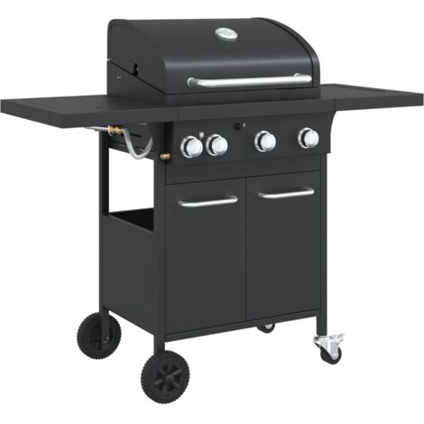 Gasgrill mit 4 Flammen Schwarz Pulverbeschichteter Stahl vidaXL