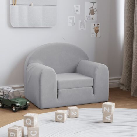 Schlafsofa für Kinder Hellgrau Weich Plüsch vidaXL