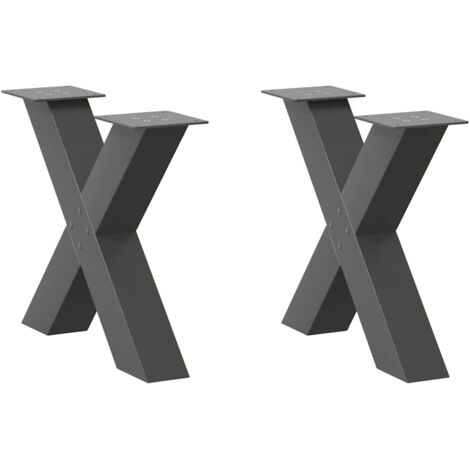 Couchtischbeine X-Form 2 Stk. Anthrazit 60x(42-43) cm Stahl vidaXL