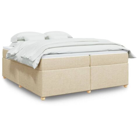 vidaXL Lattenrost-Bett mit Matratze Creme 200x200 cm Stoff