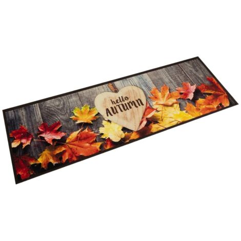 vidaXL Waschbarer Küchentepich Herbst-Design 45x150 cm Velours