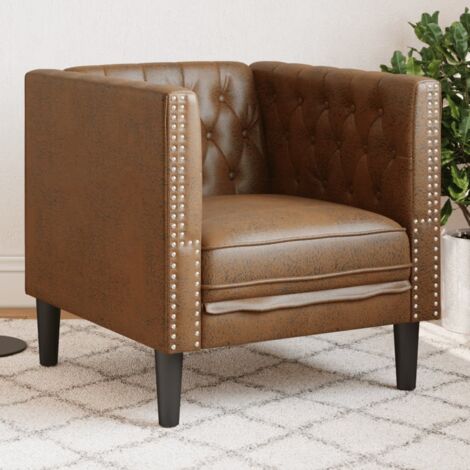 Chesterfield-Sessel Braun Kunstleder in Wildleder-Optik vidaXL