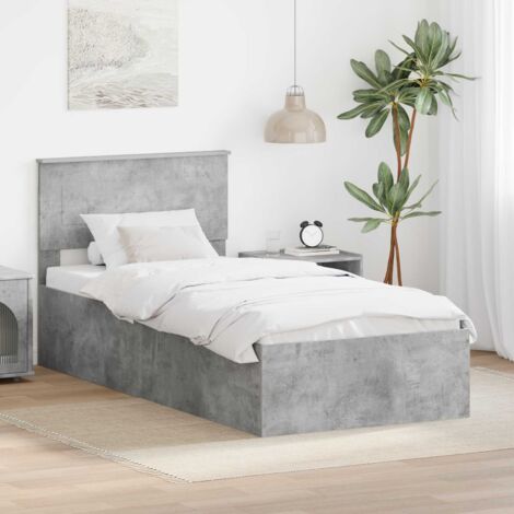 Bettrahmen mit Kopfteil Beton Grau 75 x 190 cm Holzwerkstoff vidaXL