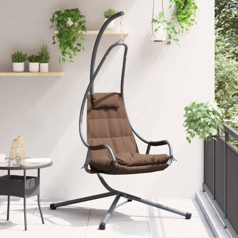 Hängesessel mit Gestell und Kissen Kaffee Stahl vidaXL399014