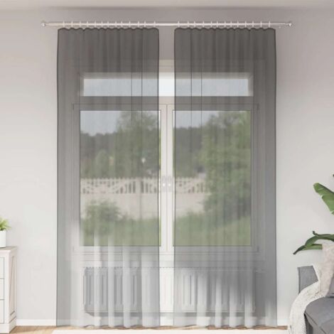 Voile Vorhänge mit Stangentaschen 2 Stk. Dunkelgrau vidaXL