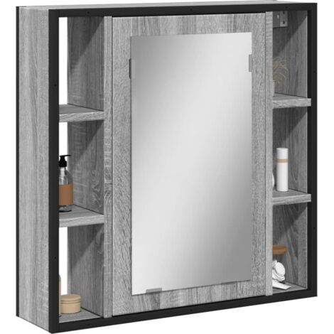 vidaXL Bad-Spiegelschrank Grau Sonoma 60x16x60 cm Holzwerkstoff