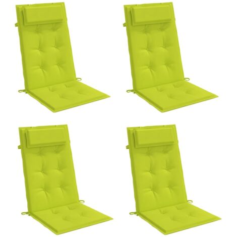 vidaXL Hochlehner-Stuhlauflagen Set von 4 leuchtend grün