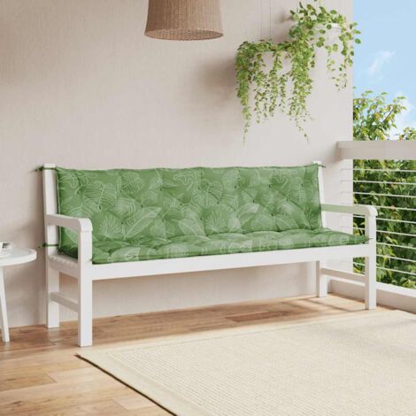 Gartenbankkissen im 2er-Set mit Blattmuster aus Stoff
