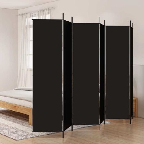 6-tlg. Paravent Schwarz 300x200 cm Stoff vidaXL