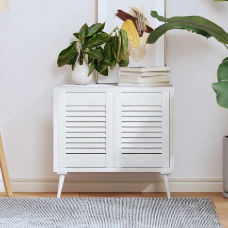 vidaXL Cabinet Doors Louvred Design 2 pcs White 39.5x29.5 cm