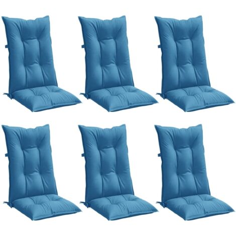 Hochlehner-Auflagen 6 Stk. Melange Blau 120x50x7 cm Stoff vidaXL