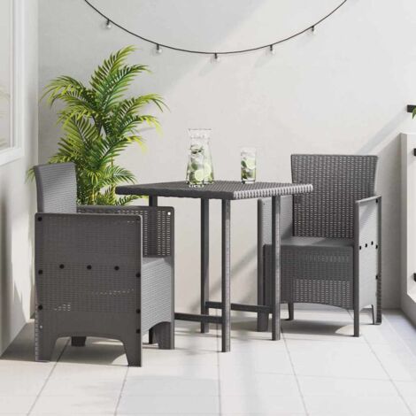 vidaXL Gartenstuhl Set aus 2 Hellgrau Kunststoffharz Standard Leicht