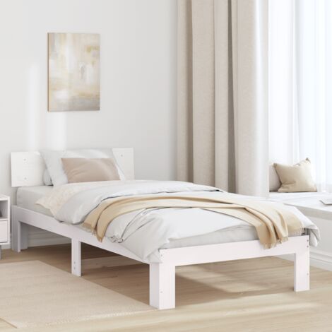 Bettrahmen mit Kopfteil Weiß 100 x 200 cm Massives Kiefernholz vidaXL (1/5)