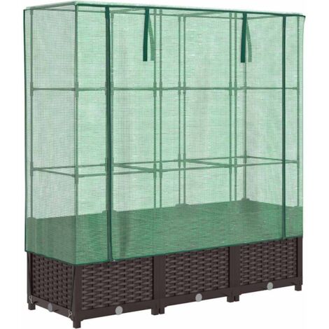 Hochbeet mit Gewächshaus-Aufsatz Rattan-Optik 120x40x138 cm vidaXL (1/5)