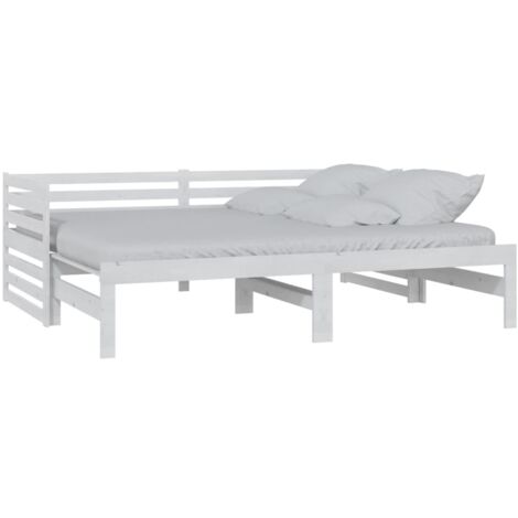 Schiebebett Weiß Massivholz Kiefer 2x(90x200) cm