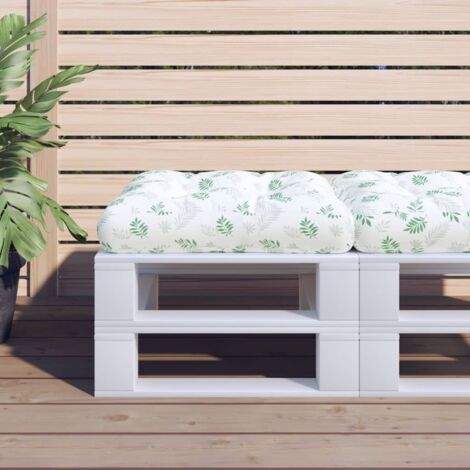 Prolenta Premium Palettenkissen Blattmuster 50x50x12 cm Stoff